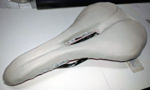completed clay model for comfortable bike saddle Raven development