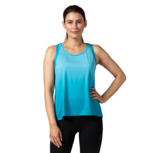 Terry Studio Top, designed for indoor cycling or spinning, front view in blue