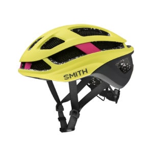Silhouetted photo of the Smith Trace MIPS bike helmet for women in Matte Citron