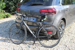 Rental car and my own bike, ready for a week of cycling in Corsica