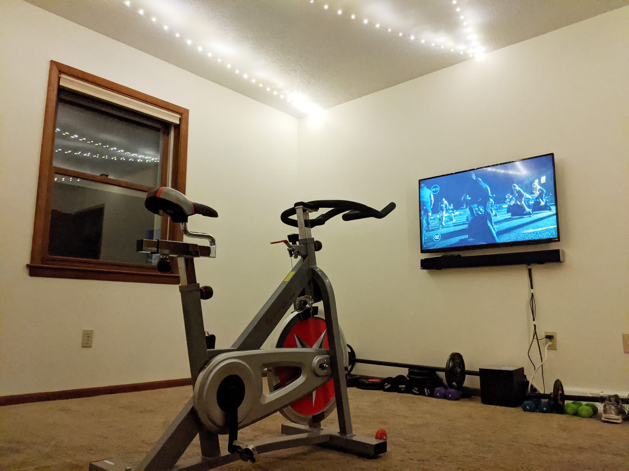 Alysia's indoor cycling set up at home