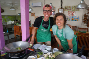 At a cooking class in Bangok, the destination of our tour of Thailand