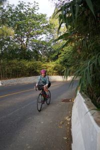 Making early use of my granny gear, cycling up a steep hill on the way to Big Buddha statue, Phuket, Thailand