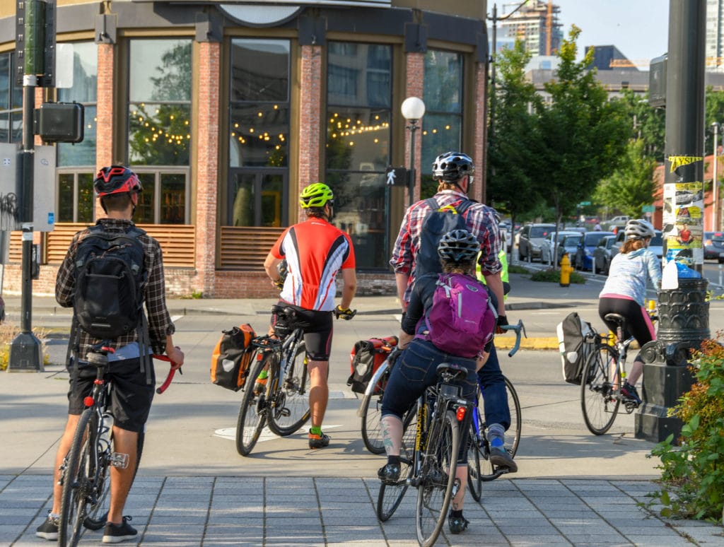 Bike commuters in Seattle