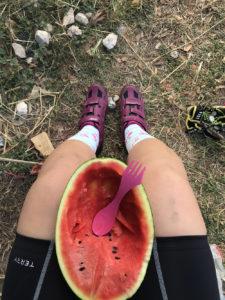 Watermelon snack, enjoyed roadside while cycling in Thailand