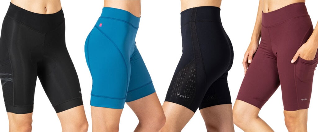 A line up of four new women's bike shorts from Terry for 2021