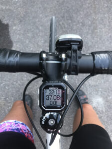 Karen Marshall paused to note her mileage at the top of a steep climb, when she hit a total of 3,000 miles for 2020.