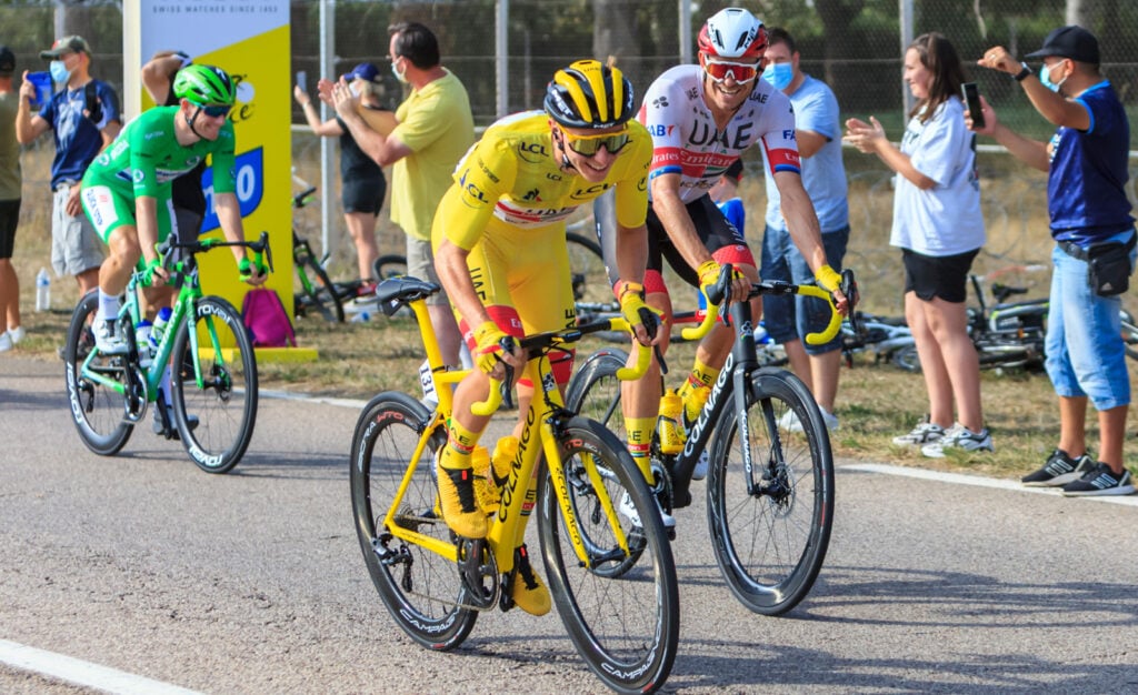 Tour de France leader Pogacar at the start of the final stage 2020