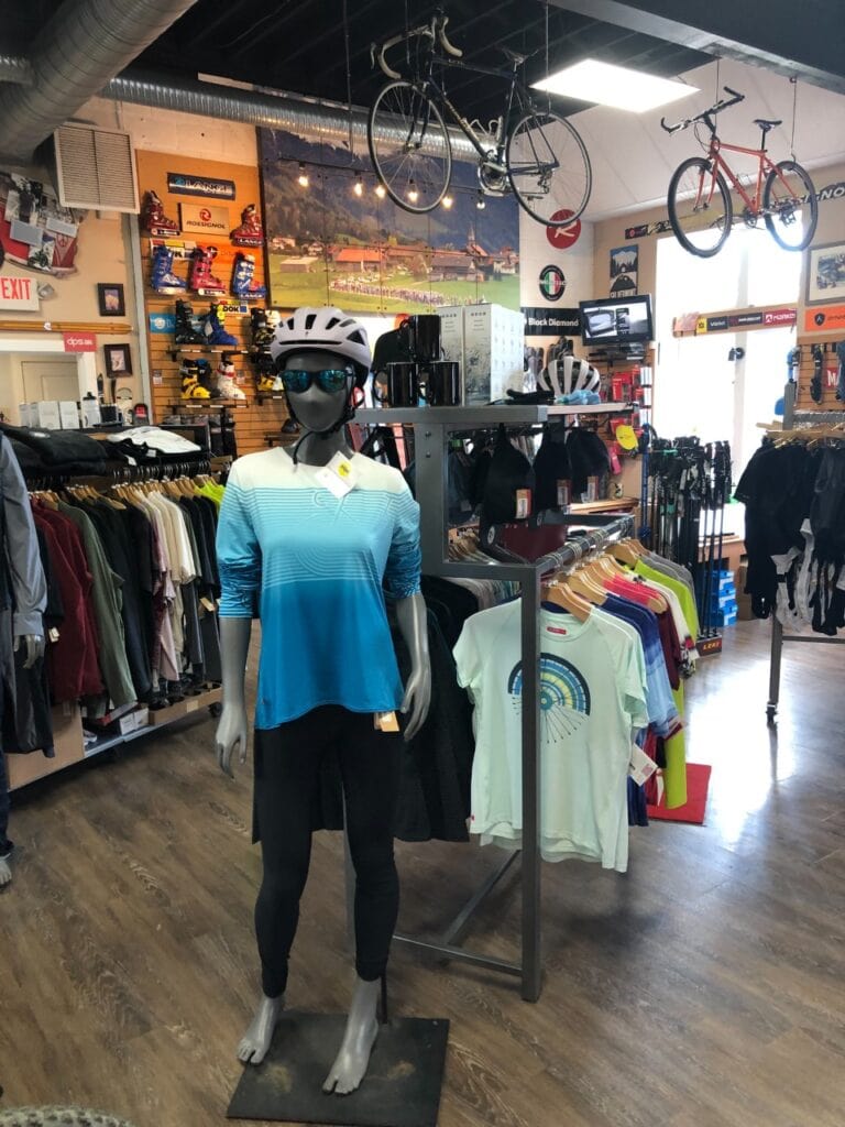 Mannequin wearing Terry cycling outfit at Valley Ski & Bike